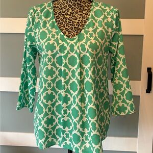 Chic Green Patterned Women's Blouse